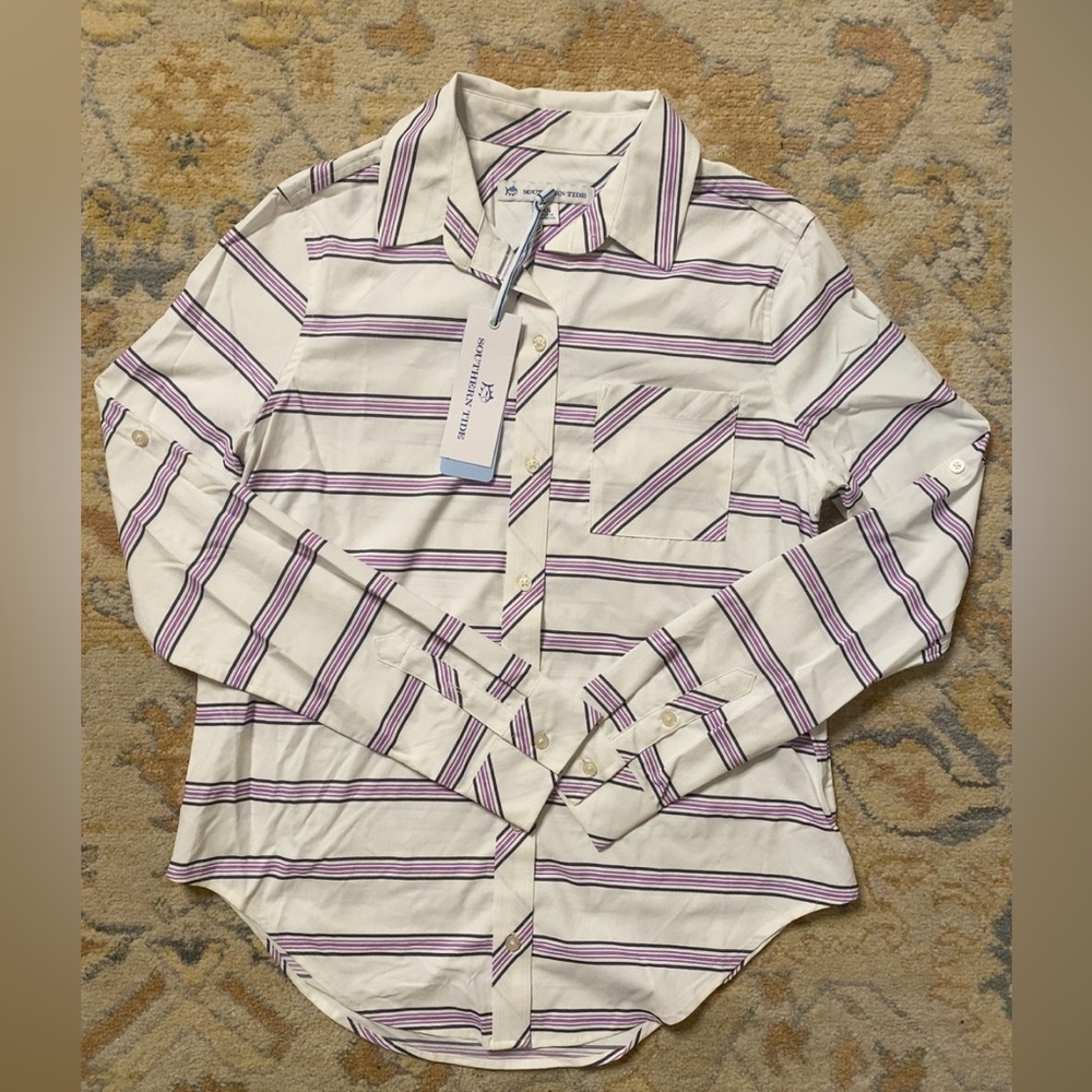 Southern Tide Striped Athletic Long Seeve Button Down Shirt size XS